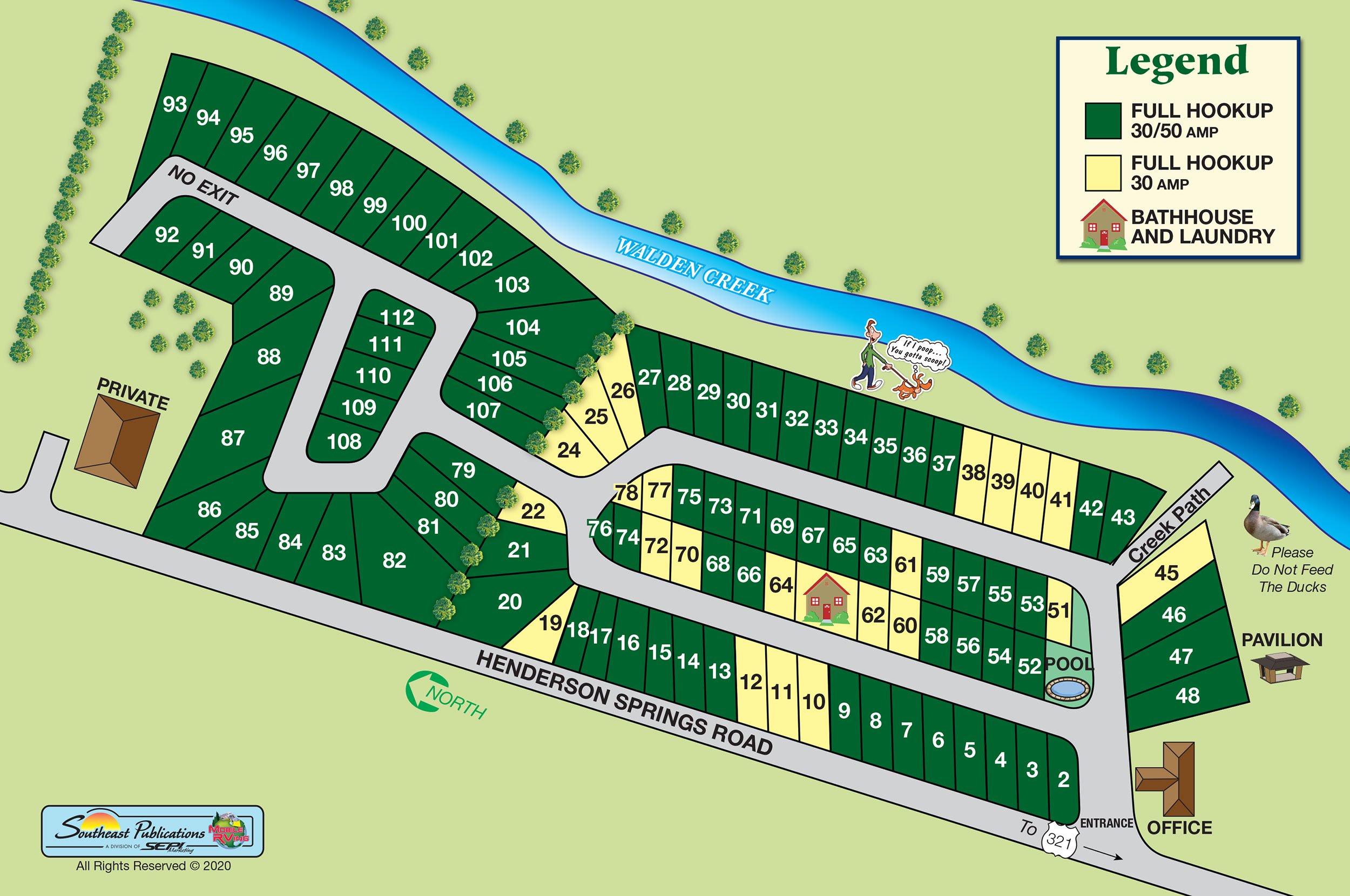 Grounds map of Creekside RV Park