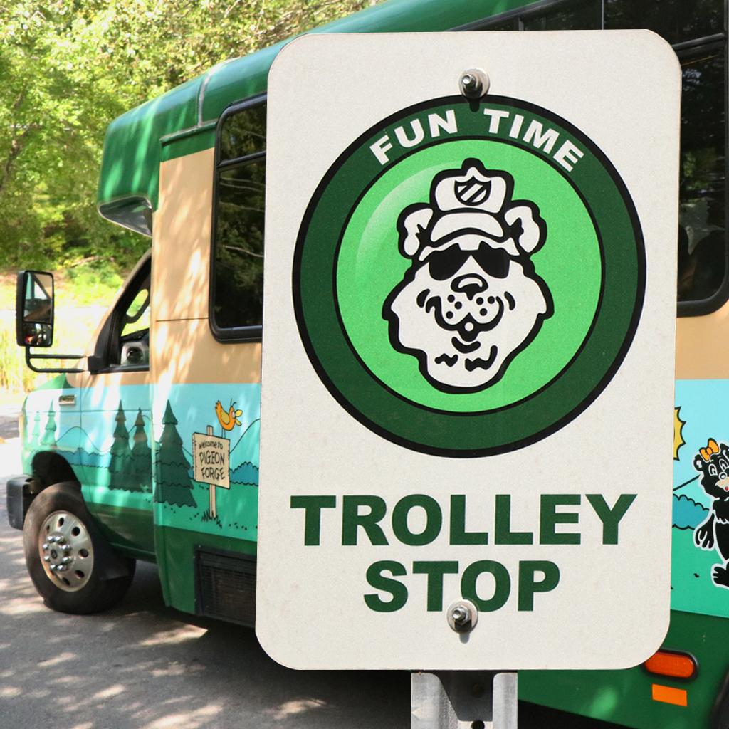trolley_1024 trolley stop in Pigeon Forge